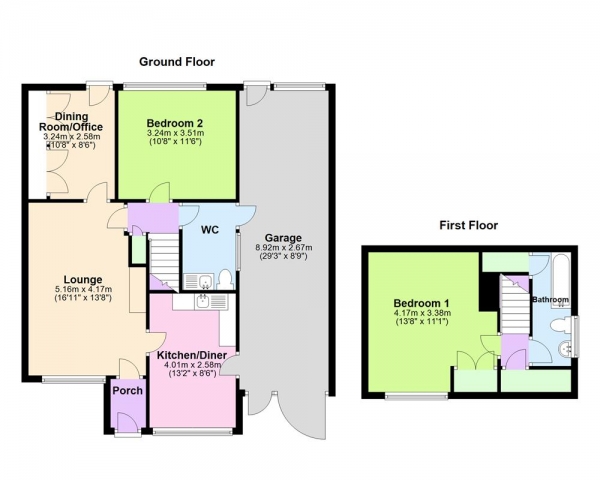 Floor Plan Image for 2 Bedroom Detached House for Sale in Anson Road, Great Wyrley, WS6 6JE