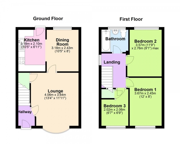 Floor Plan Image for 3 Bedroom Semi-Detached House for Sale in Keasden Grove, Willenhall, WV13 1HL