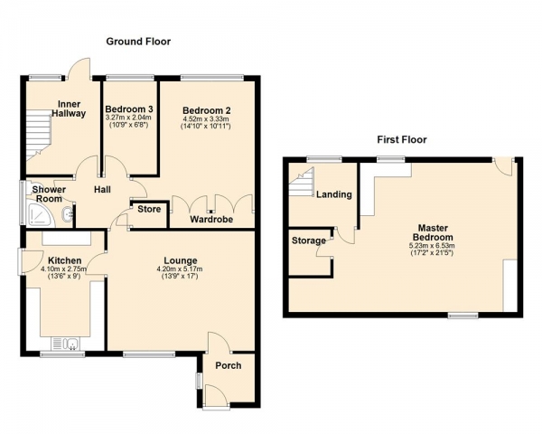 Floor Plan Image for 3 Bedroom Semi-Detached Bungalow for Sale in Kingswood Drive, Great Wyrley, WS6 6NX