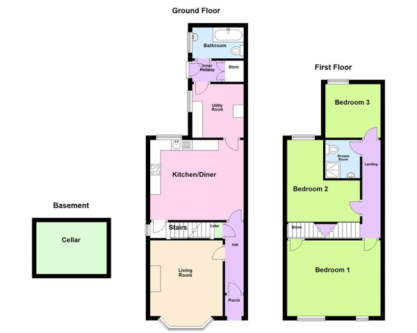 Floor Plan Image for 3 Bedroom Semi-Detached House for Sale in Greenheath Road, Hednesford, WS12 4BH