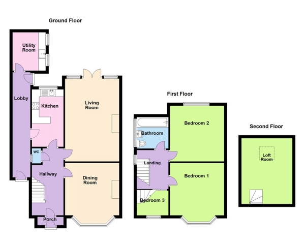 Floor Plan Image for 3 Bedroom Detached House for Sale in Girton Road, Cannock, WS11 0EB