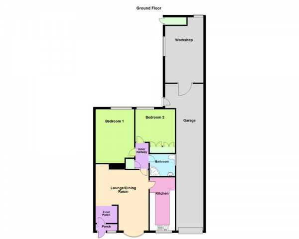 Floor Plan Image for 2 Bedroom Semi-Detached Bungalow for Sale in Huthill Lane, Great Wyrley, WS6 6PB