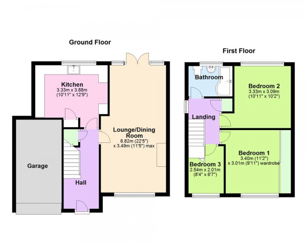 Floor Plan Image for 3 Bedroom Semi-Detached House for Sale in New Horse Road, Cheslyn Hay, WS6 7BL