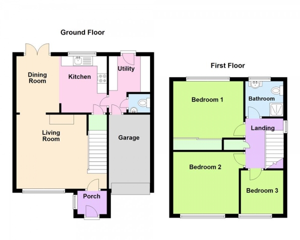 Floor Plan Image for 3 Bedroom Semi-Detached House for Sale in Harebell Close, Heath Hayes, WS12 3XA