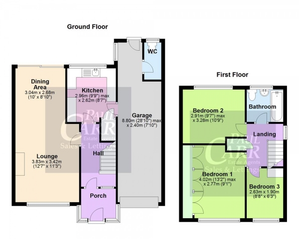 Floor Plan Image for 3 Bedroom Semi-Detached House for Sale in Tennscore Avenue, Cheslyn Hay, WS6 7BX