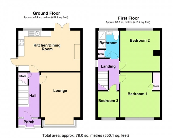 Floor Plan Image for 3 Bedroom Semi-Detached House for Sale in Love Lane, Great Wyrley, WS6 6NW