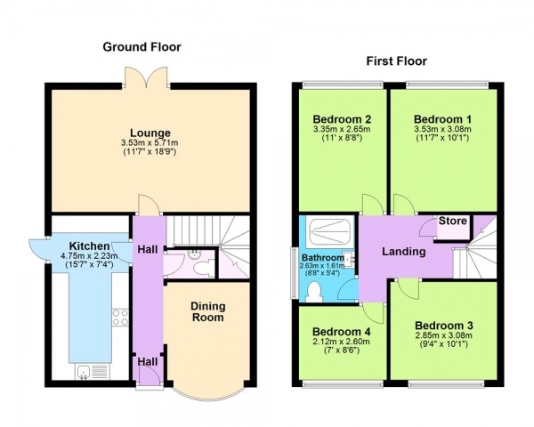 Floor Plan Image for 4 Bedroom Detached House for Sale in Pebble Mill Drive, Cannock, WS11 6UT