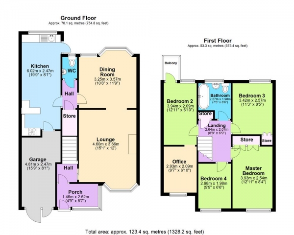 Floor Plan Image for 4 Bedroom Semi-Detached House for Sale in Lingfield Close, Great Wyrley, WS6 6LT