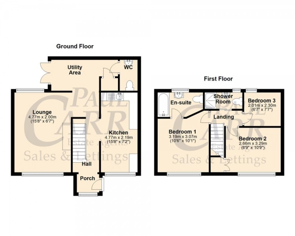 Floor Plan Image for 3 Bedroom Semi-Detached House for Sale in Johns Lane, Great Wyrley, WS6 6BY