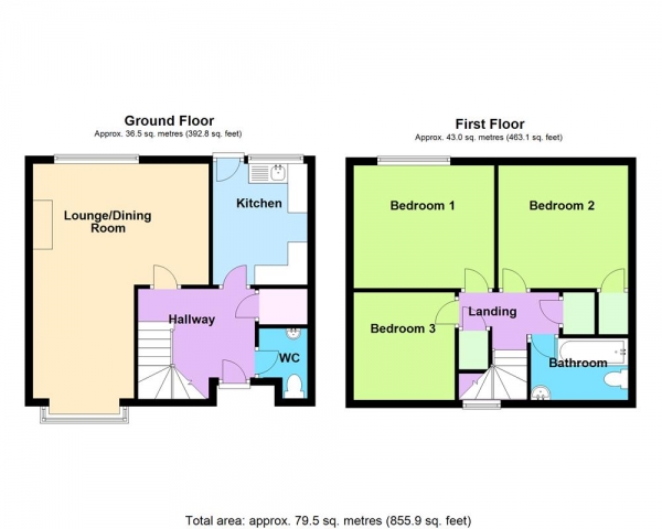 Floor Plan Image for 3 Bedroom Semi-Detached House for Sale in Weston Drive, Cheslyn Hay, WS6 7NG