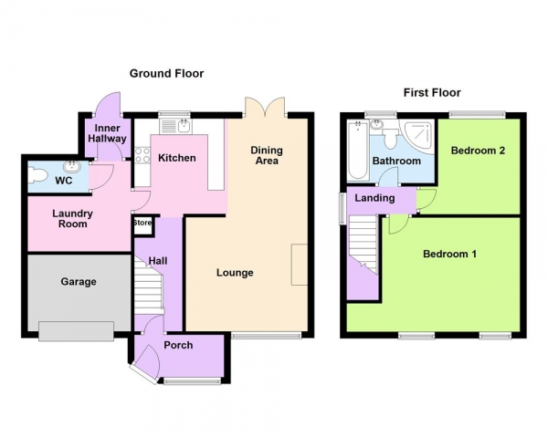 Floor Plan Image for 2 Bedroom Semi-Detached House for Sale in Broadmeadow Lane, Great Wyrley, WS6 6EJ