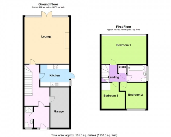 Floor Plan for 3 Bedroom Semi-Detached House for Sale in Sutherland Road, Cheslyn Hay, WS6 7BS, Cheslyn Hay, WS6, 7BS -  &pound250,000
