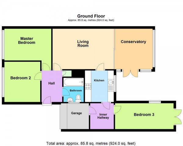 Floor Plan Image for 3 Bedroom Detached Bungalow for Sale in Sutherland Road, Cheslyn Hay, WS6 7BT