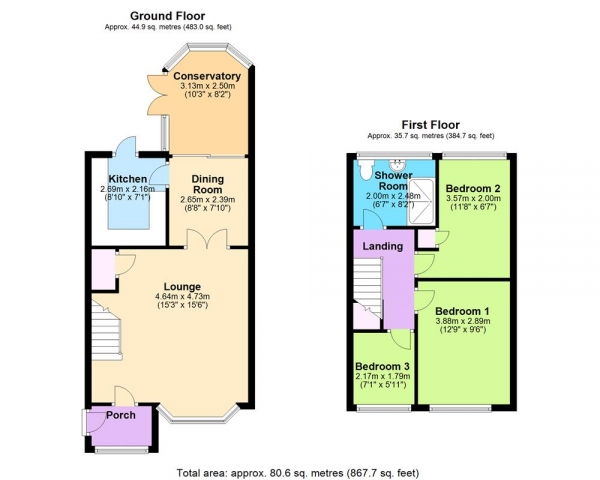 Floor Plan Image for 3 Bedroom Semi-Detached House for Sale in Wymering Avenue, Wednesfield, WV11 2PH