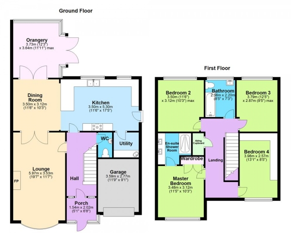 Floor Plan Image for 4 Bedroom Detached House for Sale in Rosewood Park, Cheslyn Hay, WS6 7HD