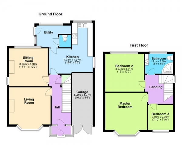 Floor Plan Image for 3 Bedroom Detached House for Sale in Walsall Road, Great Wyrley, WS6 6LB