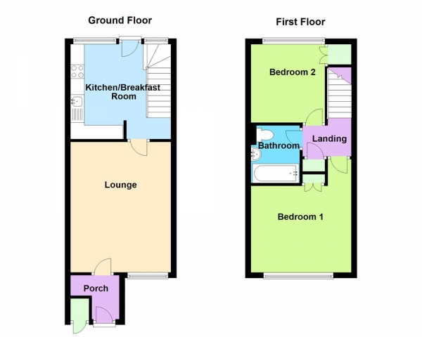 Floor Plan Image for 2 Bedroom Terraced House for Sale in Ramillies Crescent, Great Wyrley, WS6 6JQ