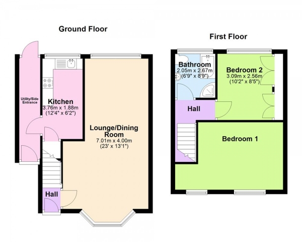 Floor Plan Image for 2 Bedroom Semi-Detached House for Sale in Belt Road, Hednesford, WS12 4JJ