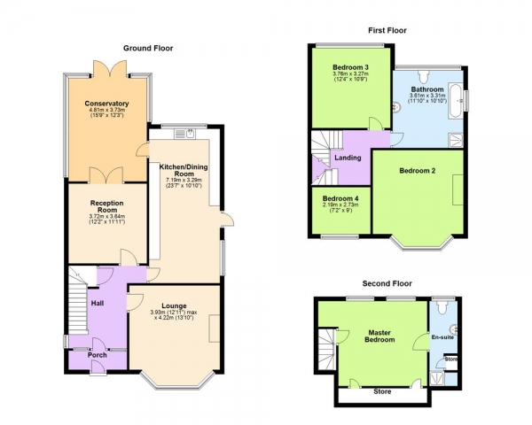 Floor Plan for 4 Bedroom Detached House for Sale in Walsall Road, Great Wyrley, WS6 6LB, Great Wyrley, WS6, 6LB - OIRO &pound485,000