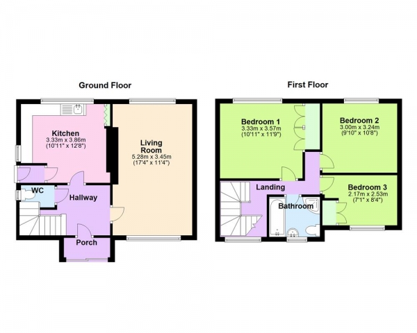 Floor Plan for 3 Bedroom Semi-Detached House for Sale in Station Road, Great Wyrley, WS6 6LH, Great Wyrley, WS6, 6LH - OIRO &pound240,000