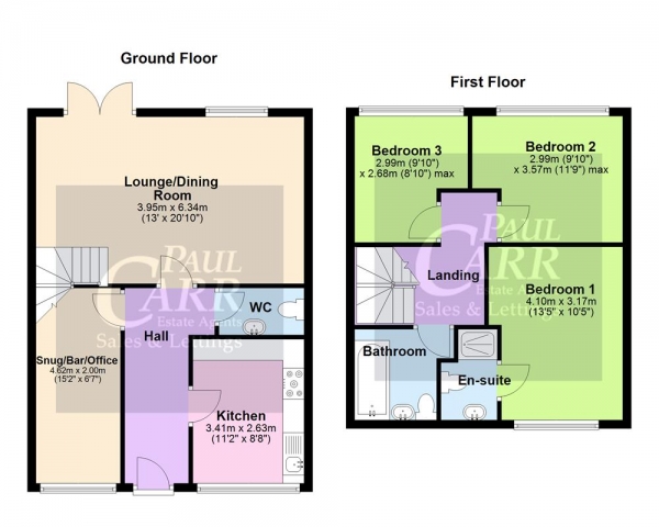 Floor Plan Image for 3 Bedroom Detached House for Sale in Dew Close, Hednesford, WS12 2ED