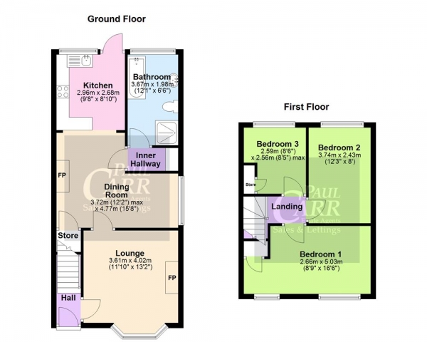 Floor Plan for 3 Bedroom Semi-Detached House for Sale in Gorsey Lane, Great Wyrley, WS6 6JA, Great Wyrley, WS6, 6JA - OIRO &pound225,000