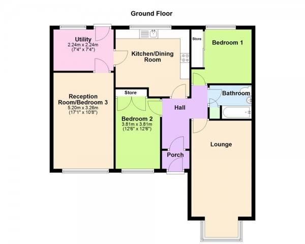 Floor Plan Image for 2 Bedroom Detached Bungalow for Sale in Walsall Road, Great Wyrley, WS6 6AP