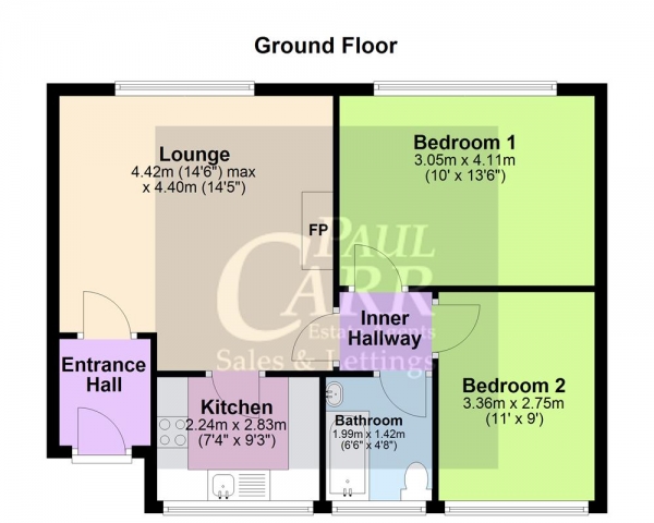 Floor Plan Image for 2 Bedroom Apartment for Sale in Estridge Lane, Great Wyrley, WS6 6EL