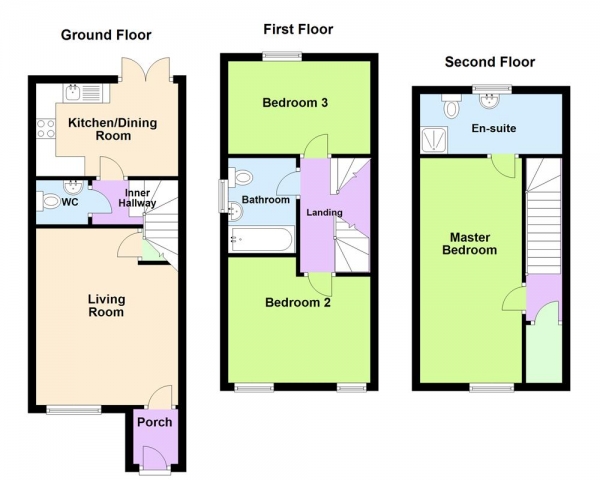 Floor Plan for 3 Bedroom End of Terrace House for Sale in Sanderling Street, Norton Canes, WS11 9AJ, Norton Canes, WS11, 9AJ -  &pound270,000