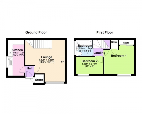 Floor Plan Image for 2 Bedroom Semi-Detached House for Sale in Acorn Close, Cannock, WS11 7WF