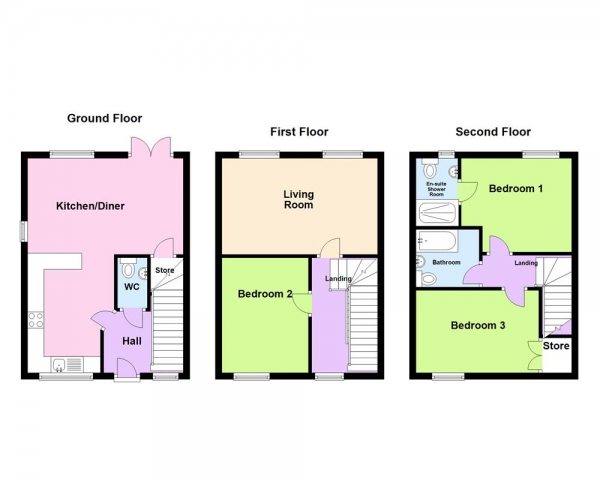 Floor Plan for 3 Bedroom Semi-Detached House for Sale in Grouse Way, Heath Hayes, Cannock, WS11 7LF, Heath Hayes, WS11, 7LF - OIRO &pound260,000