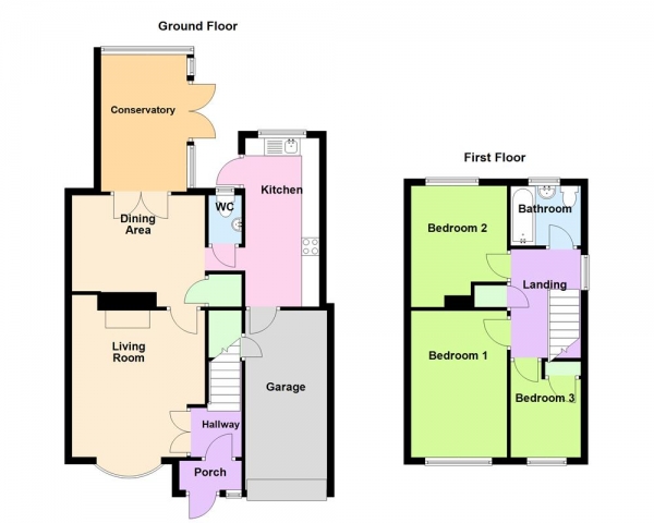 Floor Plan Image for 3 Bedroom Semi-Detached House for Sale in Quinton Avenue, Great Wyrley, WS6 6LN