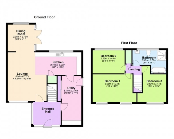 Floor Plan for 3 Bedroom Semi-Detached House for Sale in Alwyn Close, Great Wyrley, WS6 6NB, Great Wyrley, WS6, 6NB - OIRO &pound310,000