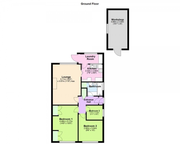 Floor Plan Image for 3 Bedroom Semi-Detached Bungalow for Sale in Mount Close, Cheslyn Hay, WS6 7BP