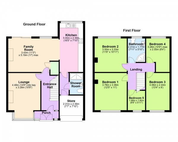 Floor Plan Image for 5 Bedroom Semi-Detached House for Sale in Love Lane, Great Wyrley, WS6 6NN