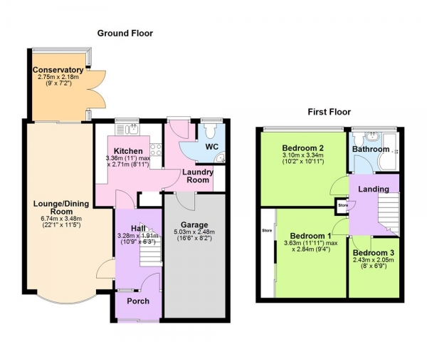 Floor Plan Image for 3 Bedroom Semi-Detached House for Sale in Park Close, Cheslyn Hay, WS6 7DA