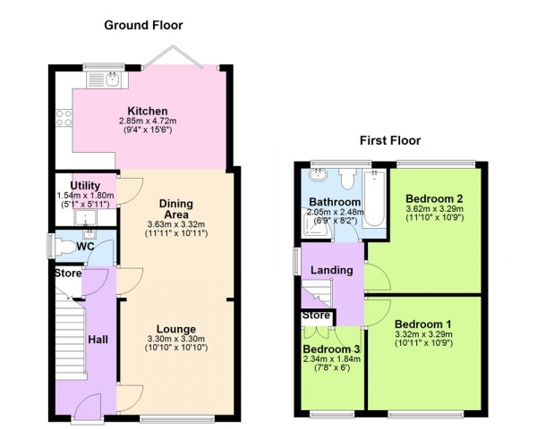 Floor Plan for 3 Bedroom Semi-Detached House for Sale in Fairmount Drive, Cannock, WS11 0DZ, WS11, 0DZ - OIRO &pound280,000