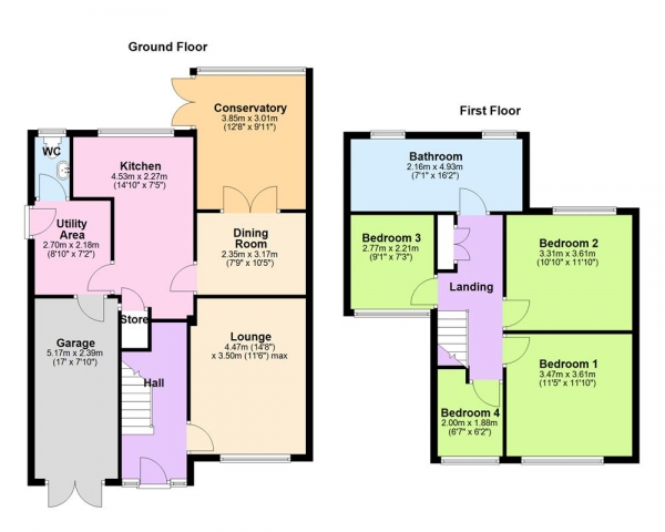 Floor Plan Image for 4 Bedroom Detached House for Sale in Wardles Lane, Great Wyrley, WS6 6DX