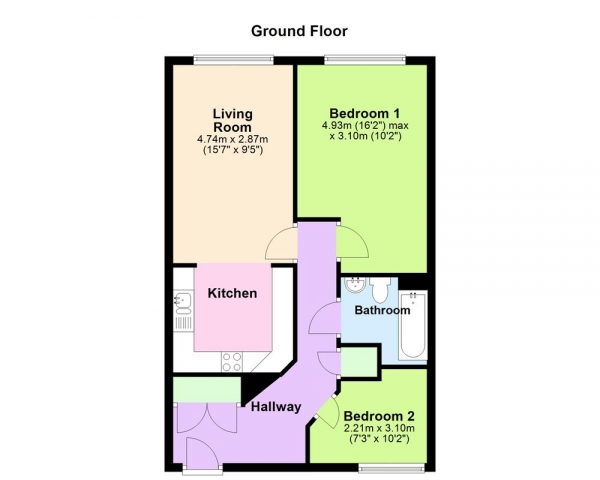 Floor Plan Image for 2 Bedroom Apartment for Sale in Hednesford Road, Heath Hayes, WS12 3EA