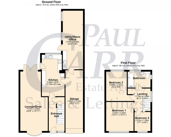 Floor Plan Image for 3 Bedroom Semi-Detached House for Sale in Tower View Road, Great Wyrley, WS6 6HF