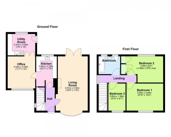 Floor Plan Image for 3 Bedroom Semi-Detached House for Sale in Tennyson Road, Willenhall, WV12 5JQ