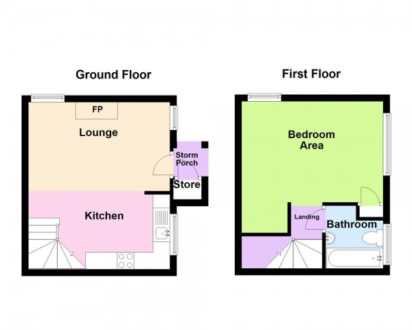 Floor Plan Image for 1 Bedroom End of Terrace House for Sale in Stagborough Way, Cannock, WS12 1UB