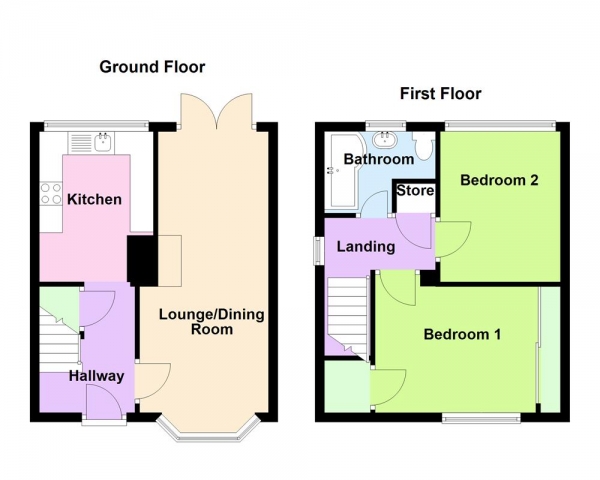 Floor Plan Image for 2 Bedroom Semi-Detached House for Sale in Milton Road, Cannock, WS11 4PJ