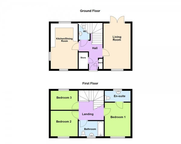 Floor Plan Image for 3 Bedroom Detached House for Sale in Griffiths Way, Cannock, WS12 2EX