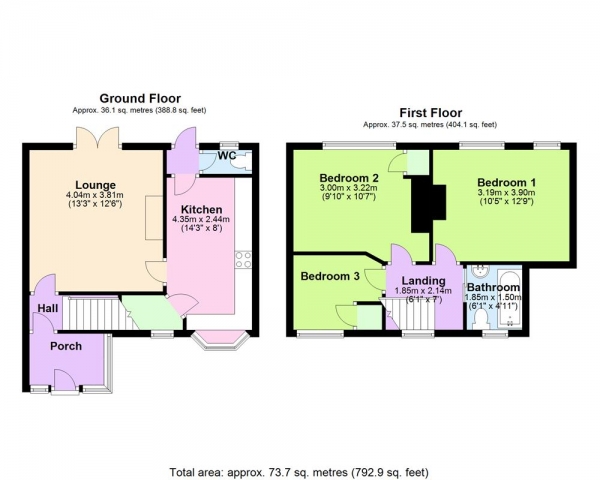 Floor Plan Image for 3 Bedroom Terraced House for Sale in Howe Crescent, Willenhall, WV12 5RW