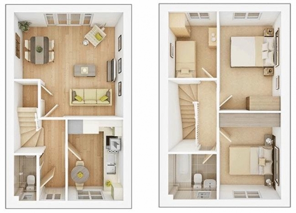 Floor Plan Image for 3 Bedroom Town House for Sale in Griffiths Way, Cannock, WS12 2EX