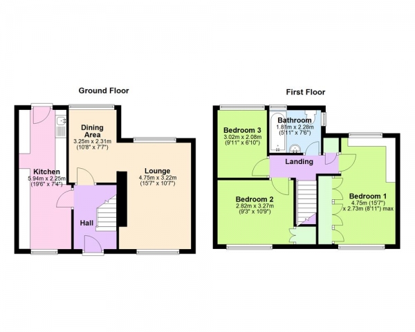 Floor Plan Image for 3 Bedroom Semi-Detached House for Sale in Mitre Road, Cheslyn Hay, WS6 7HL