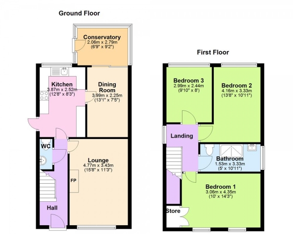 Floor Plan Image for 3 Bedroom Detached House for Sale in Julian Close, Great Wyrley, WS6 6NP