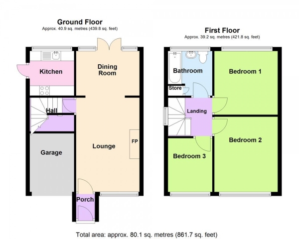 Floor Plan Image for 3 Bedroom Semi-Detached House for Sale in Hawthorne Road, Cheslyn Hay, WS6 7ER