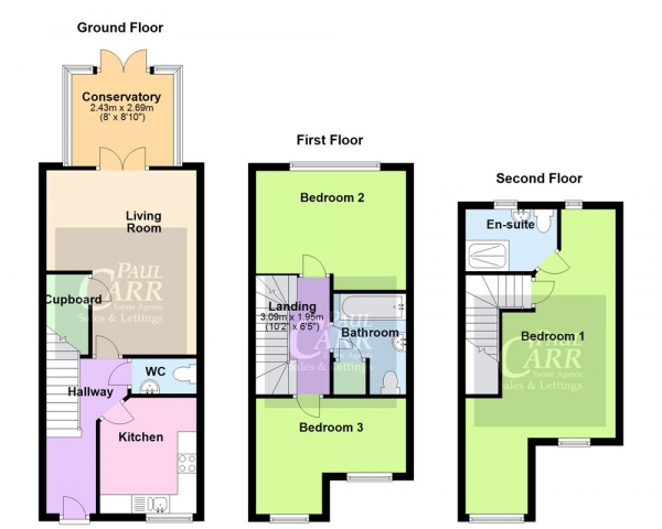 Floor Plan Image for 3 Bedroom Town House for Sale in Weaves Close, Great Wyrley, WS6 6GE